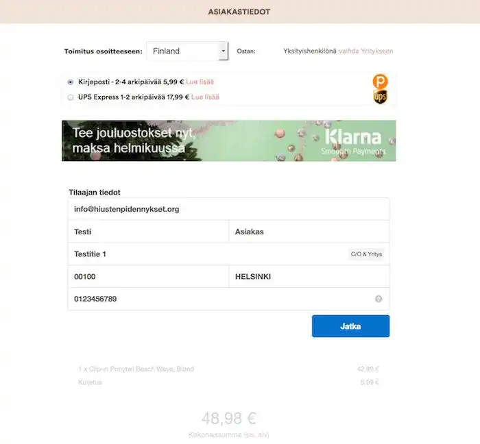 Rapunzel Of Sweden uusi asiakas – tietojen syöttö