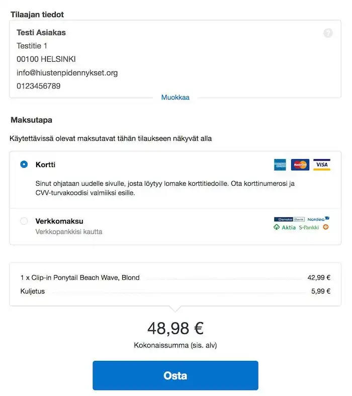 Rapunzel Of Sweden maksuvaihe ilman tallennettuja tietoja